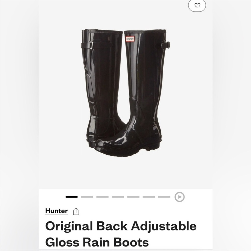 Hunter Black Gloss Original Back Adjustable Rain Boots